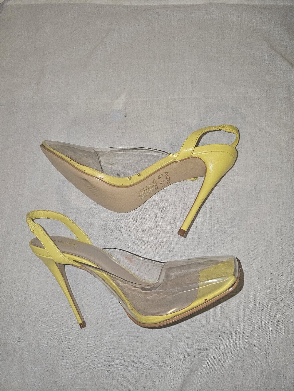 ALDO Yellow Clear PVC Slingback Stiletto Heels Pumps Size 7.5 - Picture 5 of 9